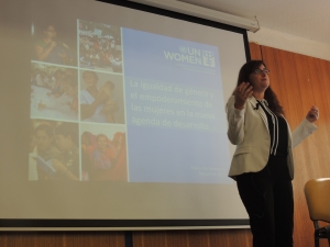 María Inés Salamanca, responsable de ONU Mujeres en Chile, durante su intervención.
